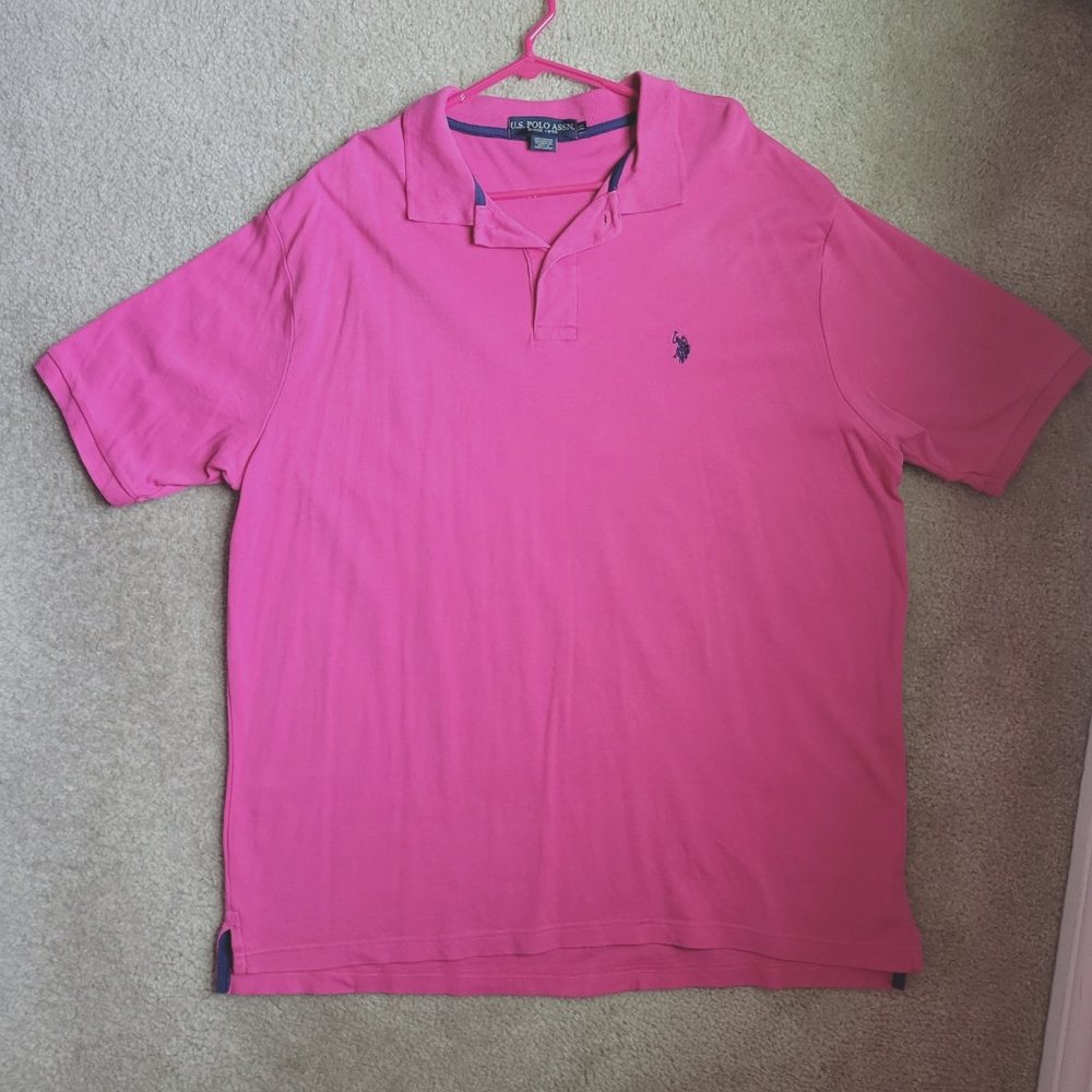 US Polo Assn Men's Hot Pink Fuchsia Interlock Polo - XXL